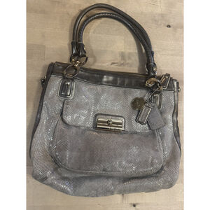 COACH KRISTIN Embossed Python Leather Shoulder Tote Bag Purse